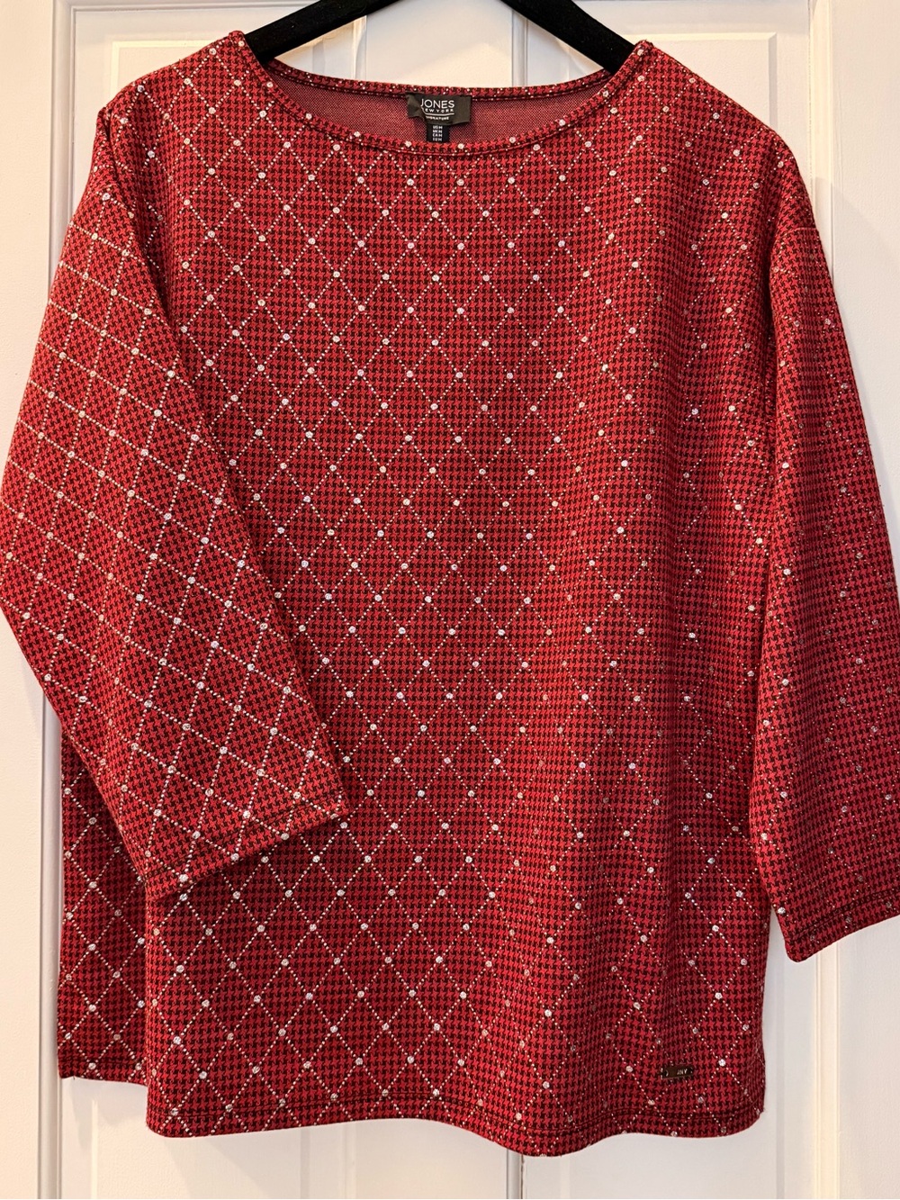 Sparkly Jones New York Diamond-Pattern Long Sleeve Top